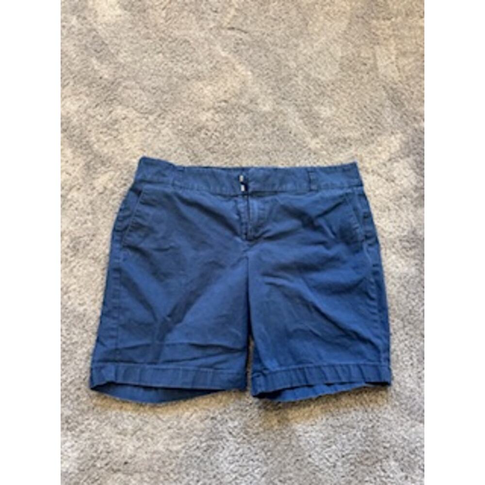 J.Crew Blue Cotton Chino Shorts Women’s Size 14 Classic Flat Front